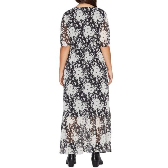 New Sanctuary Floral Short Sleeve Button Front Maxi Dress Black White Size 2 - Picture 2 of 16